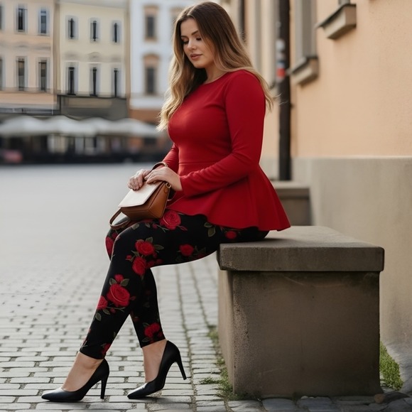 TORRID Roses Print Full Length Leggings w/Pockets NWT Size 3X - Picture 3 of 13